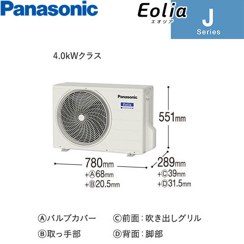 CS-404DJ2-Wの室外機・リモコン・パネル