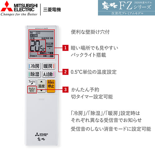 MSZ-FZV5626S(W)の室外機・リモコン・パネル