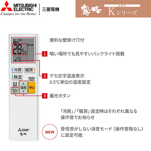 MFZ-K2826AS-Bの室外機・リモコン・パネル