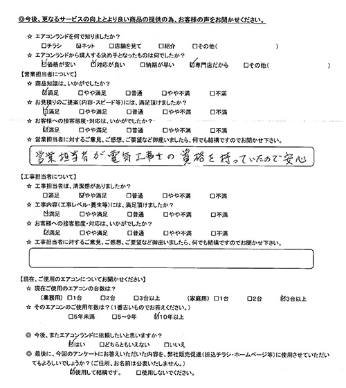 東京都墨田区のお客様