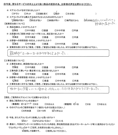 千葉県松戸市のお客様
