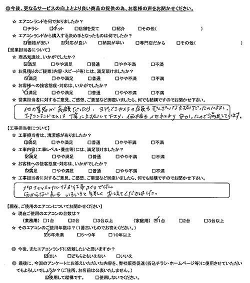 千葉県市川市のお客様
